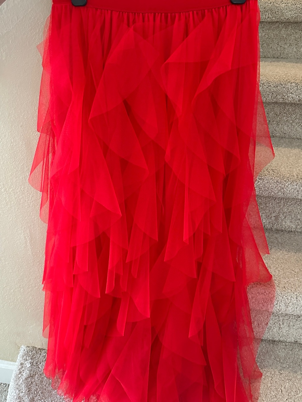 Red Layered Tulle Skirt - Women